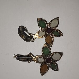 Elegant Gold and Multicolor Floral Earrings